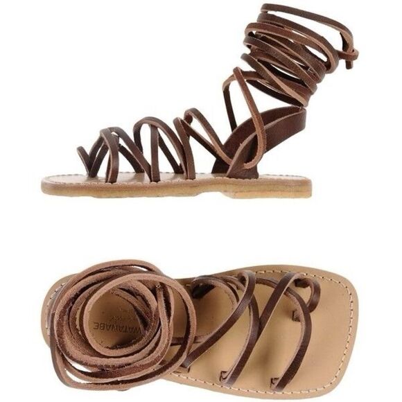 Junya Watanabe x Comme des Garçons Brown Leather Wrap Sandals XS US 6 - Picture 3 of 11